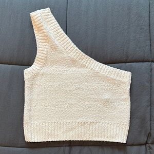 Cream One-Shoulder Knit Top
